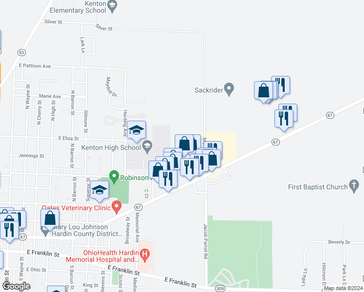 map of restaurants, bars, coffee shops, grocery stores, and more near 699 Morningside Drive in Kenton