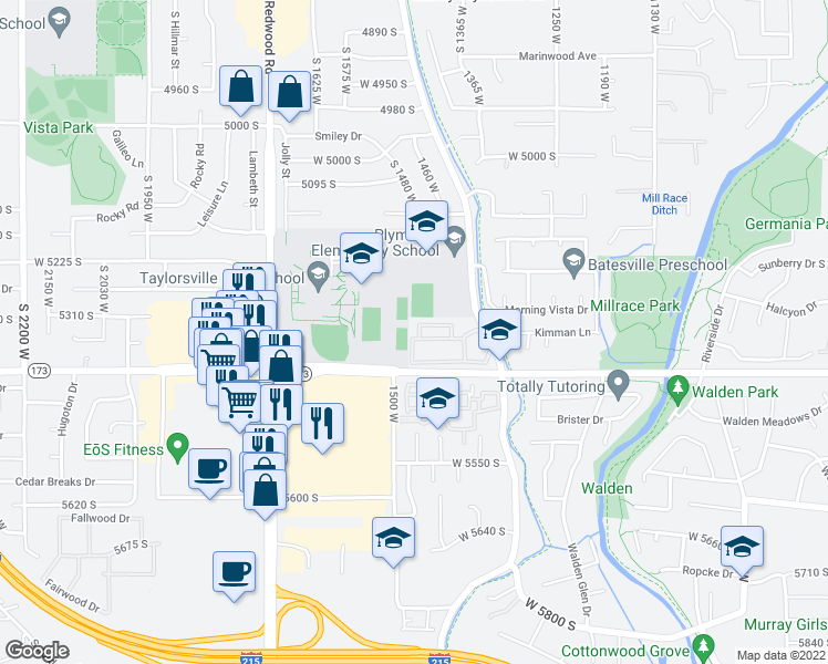 map of restaurants, bars, coffee shops, grocery stores, and more near 1430 Beacon Hill Circle in Taylorsville