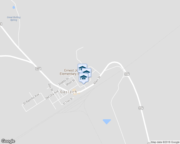 map of restaurants, bars, coffee shops, grocery stores, and more near 585 East Sunset Boulevard in Gerlach