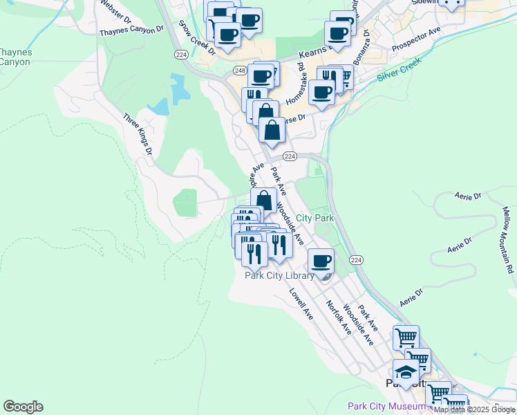 map of restaurants, bars, coffee shops, grocery stores, and more near 1482 Empire Avenue in Park City