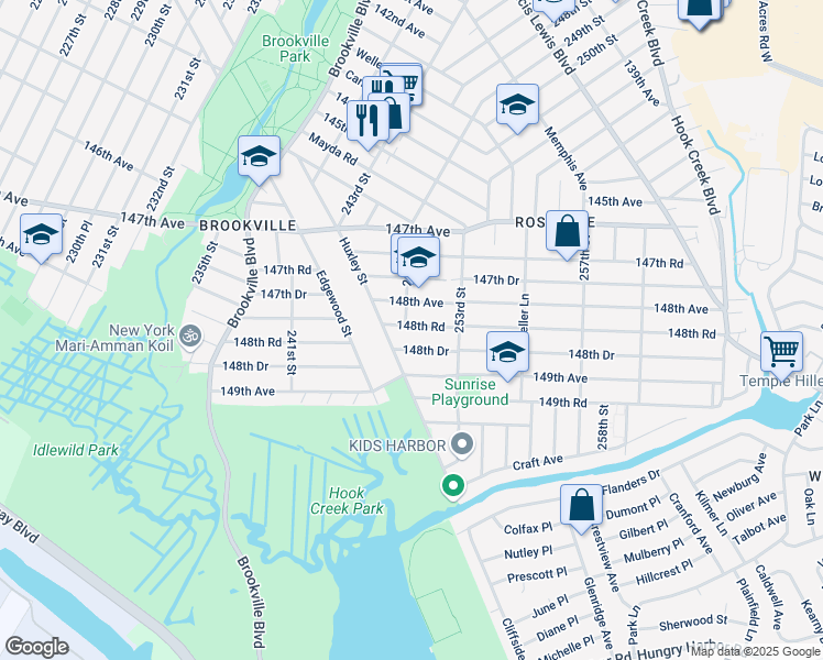 map of restaurants, bars, coffee shops, grocery stores, and more near 24900 148th Road in Queens