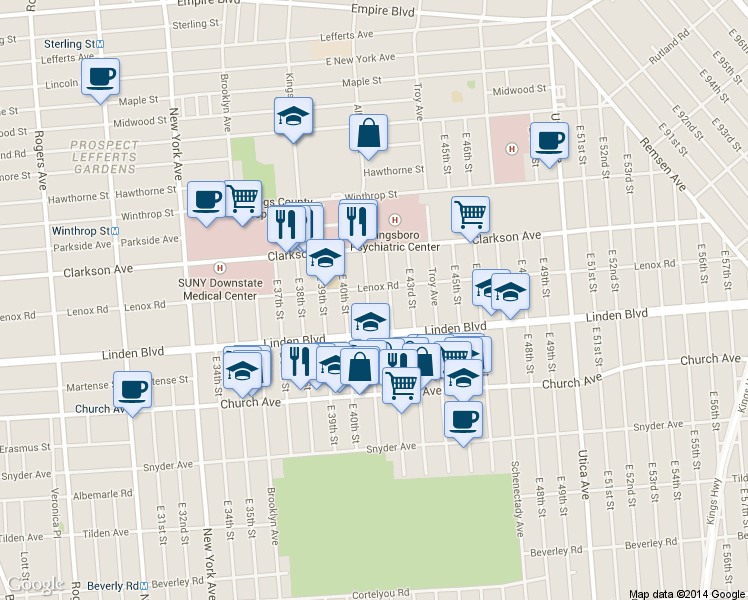 map of restaurants, bars, coffee shops, grocery stores, and more near in Brooklyn