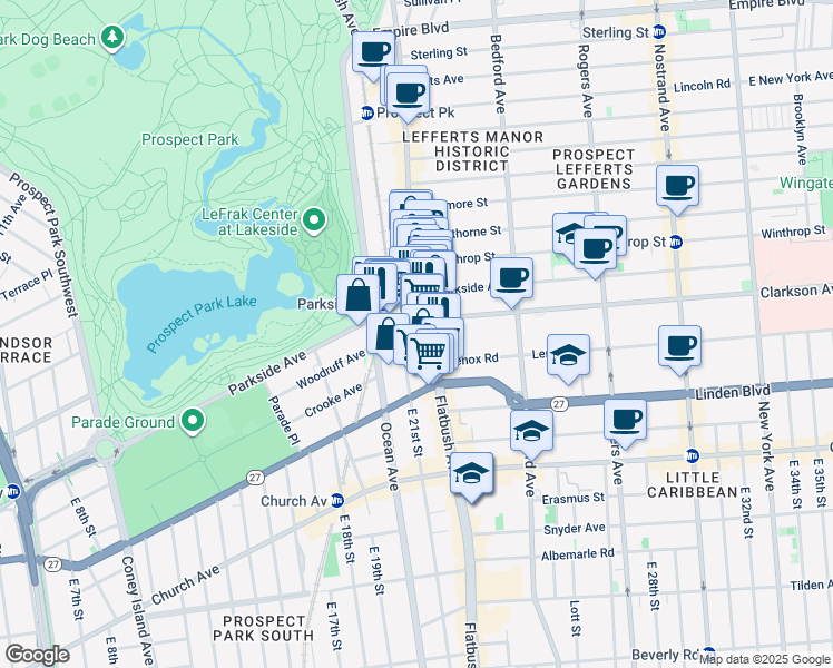 map of restaurants, bars, coffee shops, grocery stores, and more near in Brooklyn