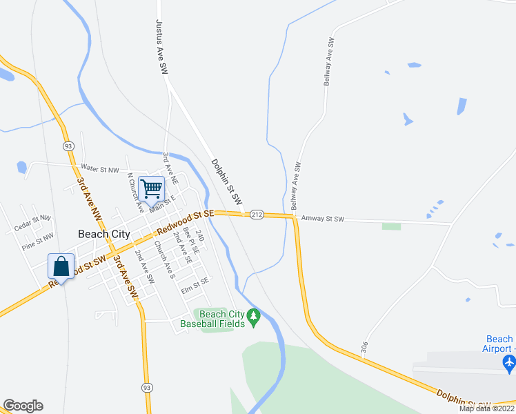 map of restaurants, bars, coffee shops, grocery stores, and more near 11035 Dolphin Street Southwest in Beach City