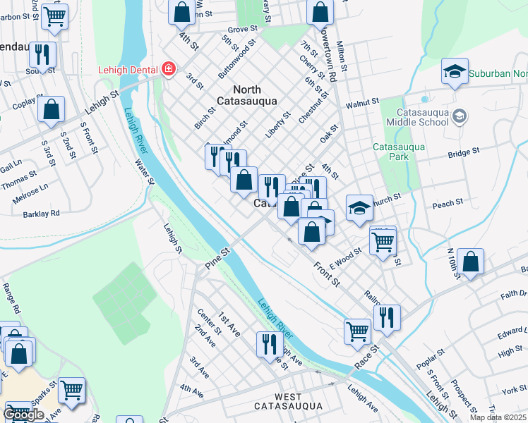 map of restaurants, bars, coffee shops, grocery stores, and more near in 