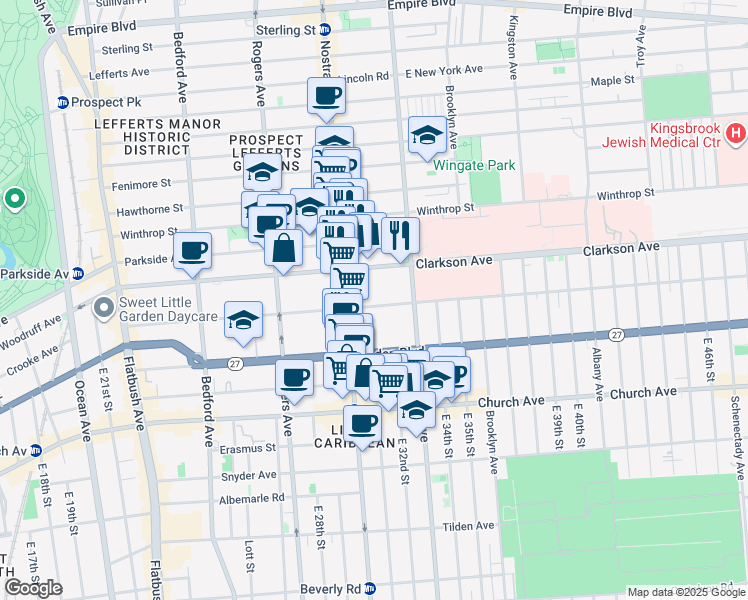 map of restaurants, bars, coffee shops, grocery stores, and more near 333 Lenox Road in Brooklyn