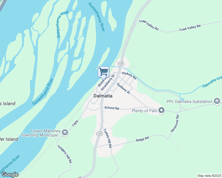 map of restaurants, bars, coffee shops, grocery stores, and more near 1982 George Street in Dalmatia