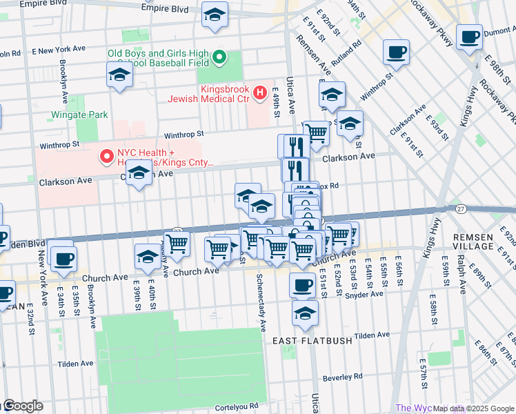 map of restaurants, bars, coffee shops, grocery stores, and more near 775 Schenectady Avenue in Brooklyn