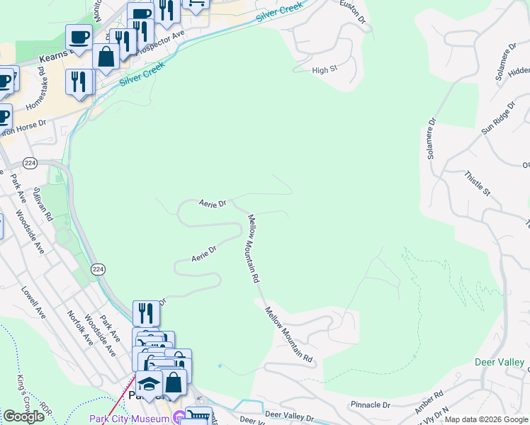 map of restaurants, bars, coffee shops, grocery stores, and more near 1427 Eagle Way in Park City