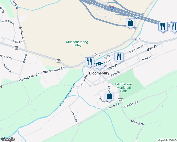 map of restaurants, bars, coffee shops, grocery stores, and more near 27 Willow Avenue in Bloomsbury