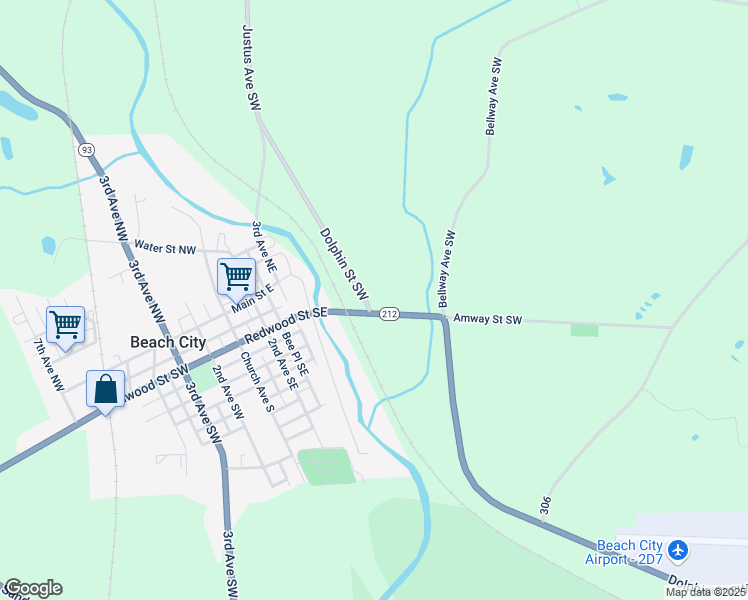 map of restaurants, bars, coffee shops, grocery stores, and more near 11035 Dolphin Street Southwest in Beach City
