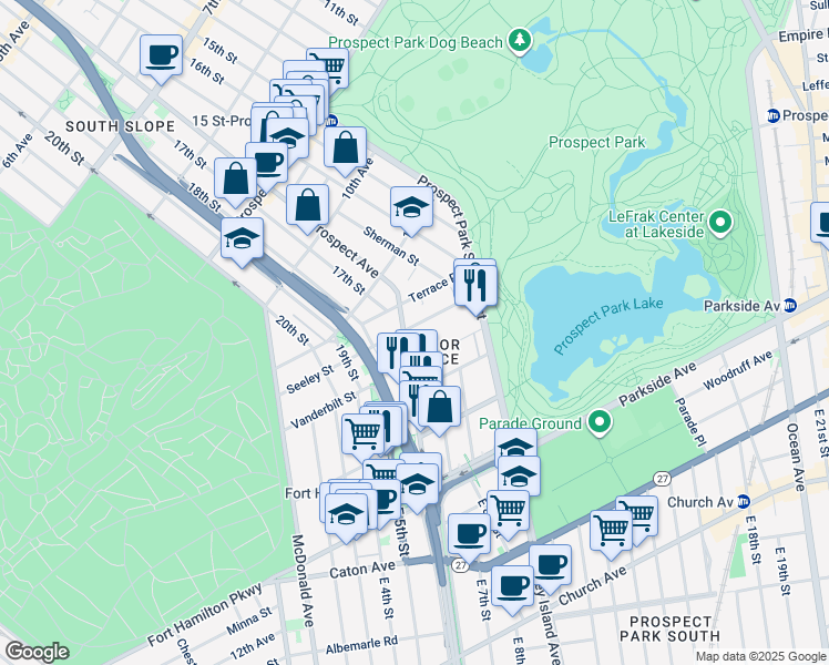 map of restaurants, bars, coffee shops, grocery stores, and more near in Brooklyn