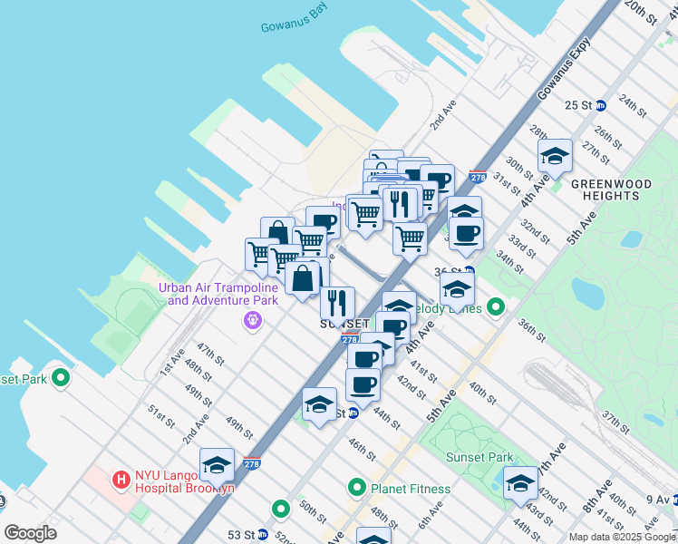 map of restaurants, bars, coffee shops, grocery stores, and more near 3913 2nd Avenue in Brooklyn