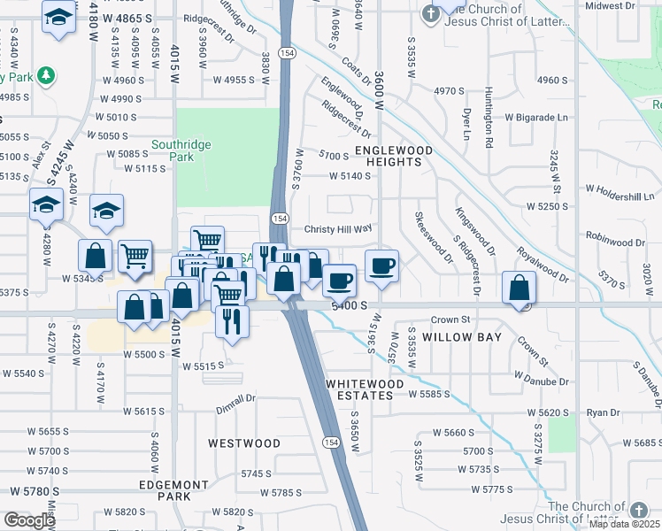 map of restaurants, bars, coffee shops, grocery stores, and more near 3696 Baneberry Way in Taylorsville