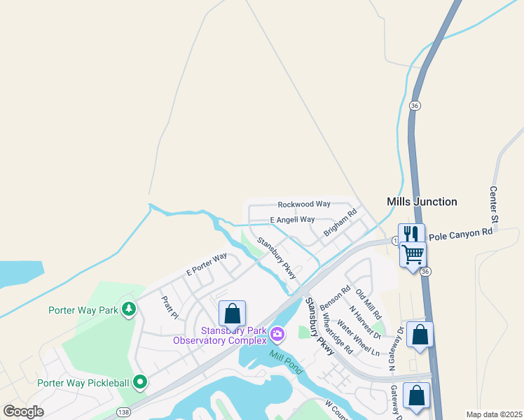 map of restaurants, bars, coffee shops, grocery stores, and more near 238 Rockwood Way in Stansbury Park