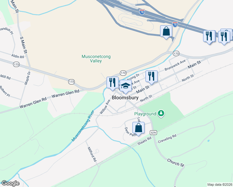 map of restaurants, bars, coffee shops, grocery stores, and more near 27 Willow Avenue in Bloomsbury