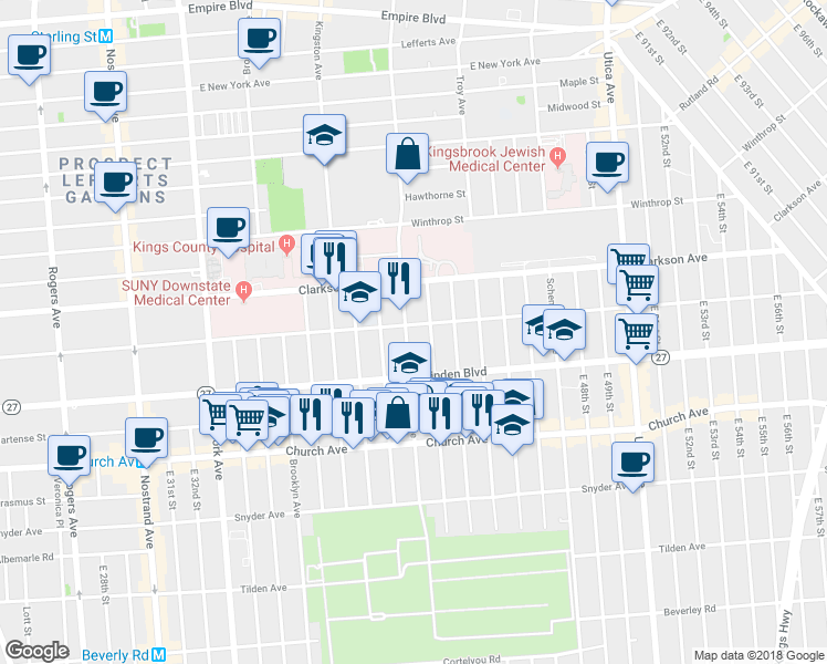 map of restaurants, bars, coffee shops, grocery stores, and more near in Brooklyn