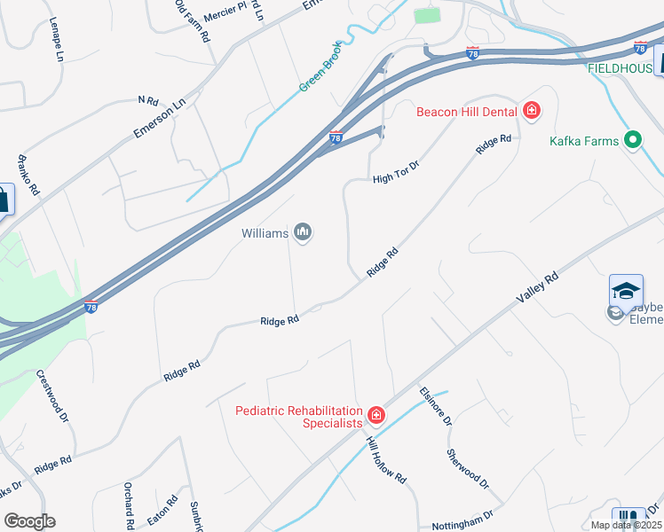 map of restaurants, bars, coffee shops, grocery stores, and more near 23 High Tor Drive in Watchung