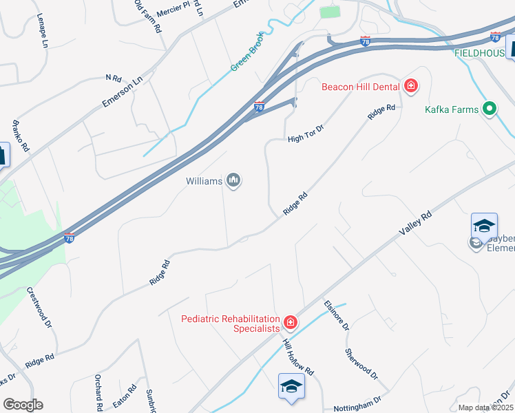 map of restaurants, bars, coffee shops, grocery stores, and more near 23 High Tor Drive in Watchung