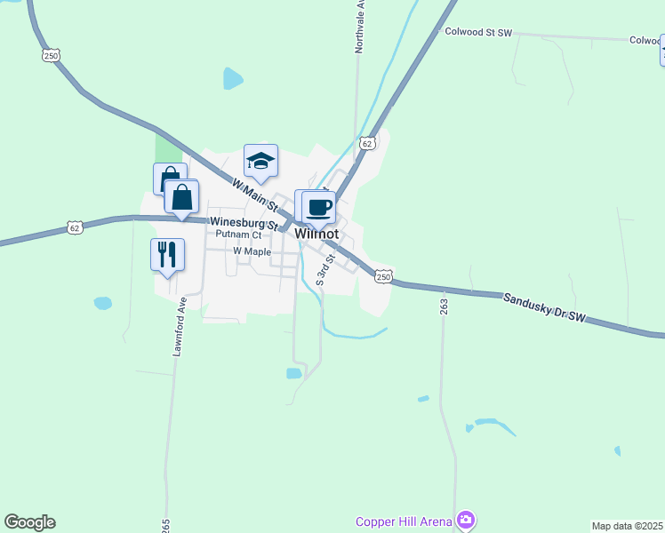 map of restaurants, bars, coffee shops, grocery stores, and more near 350 South 3rd Street in Massillon
