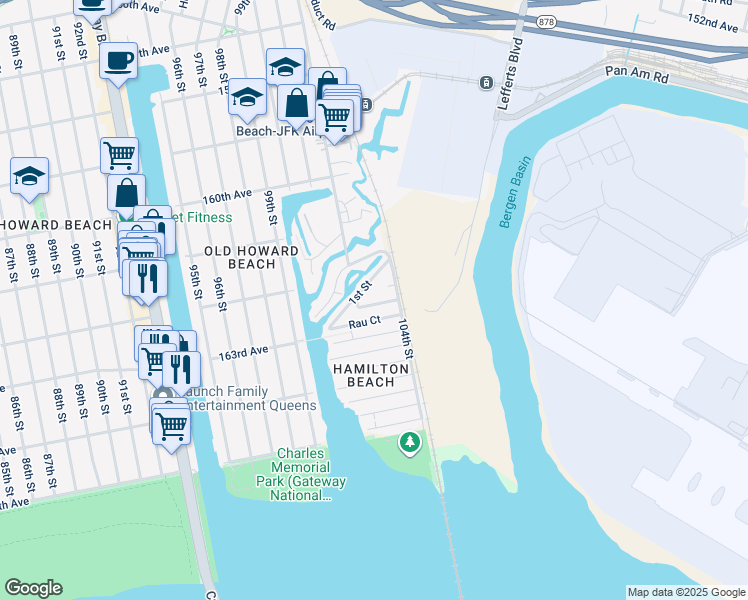 map of restaurants, bars, coffee shops, grocery stores, and more near 102-3 Dunton Court in Queens