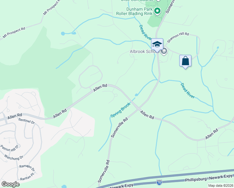 map of restaurants, bars, coffee shops, grocery stores, and more near 14 Beacon Crest Drive in Basking Ridge