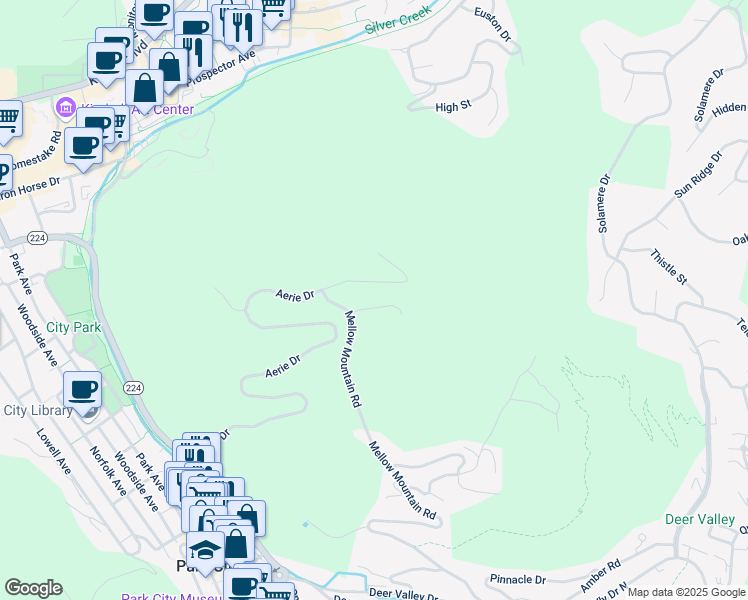 map of restaurants, bars, coffee shops, grocery stores, and more near 1427 Eagle Way in Park City
