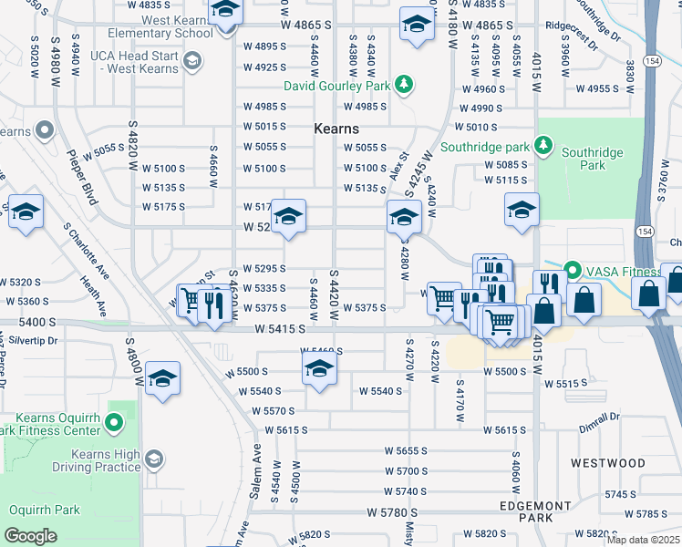 map of restaurants, bars, coffee shops, grocery stores, and more near 5305 South 4420 West in Kearns