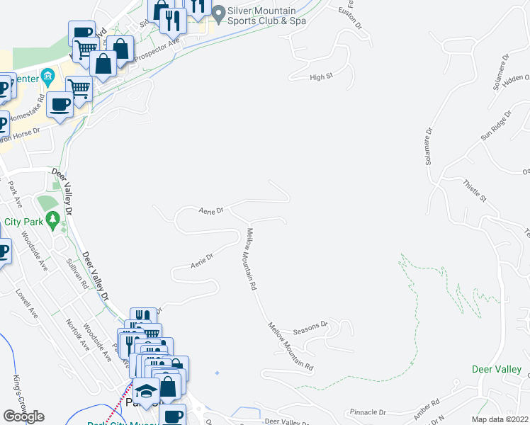 map of restaurants, bars, coffee shops, grocery stores, and more near 1427 Eagle Way in Park City