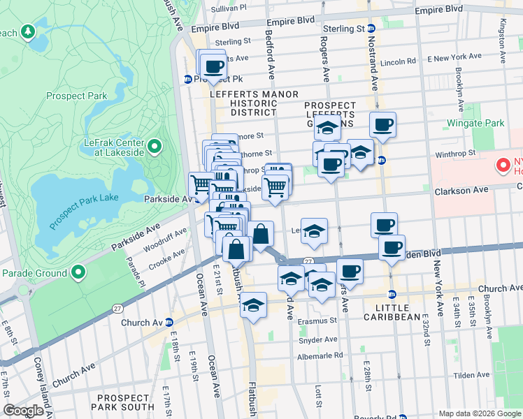 map of restaurants, bars, coffee shops, grocery stores, and more near in Brooklyn
