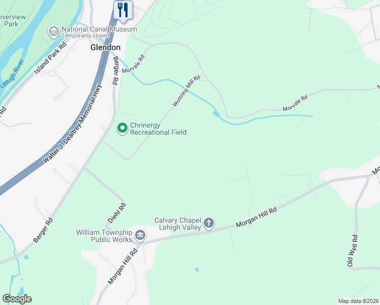 map of restaurants, bars, coffee shops, grocery stores, and more near 2096 Morgan Hill Road in Easton