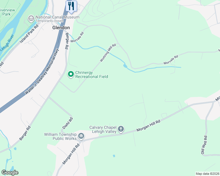 map of restaurants, bars, coffee shops, grocery stores, and more near 2096 Morgan Hill Road in Easton