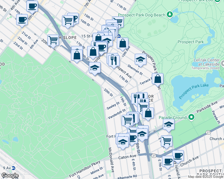 map of restaurants, bars, coffee shops, grocery stores, and more near in Brooklyn