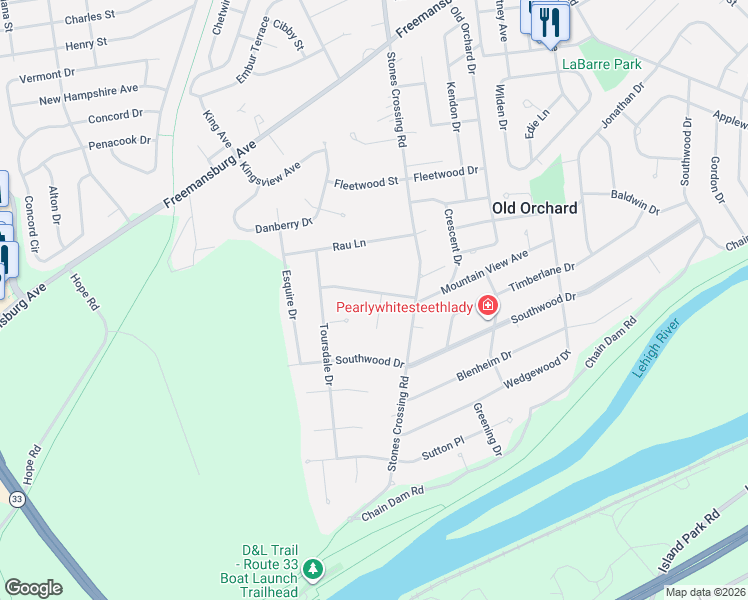 map of restaurants, bars, coffee shops, grocery stores, and more near 6 Hilltop Circle in Easton