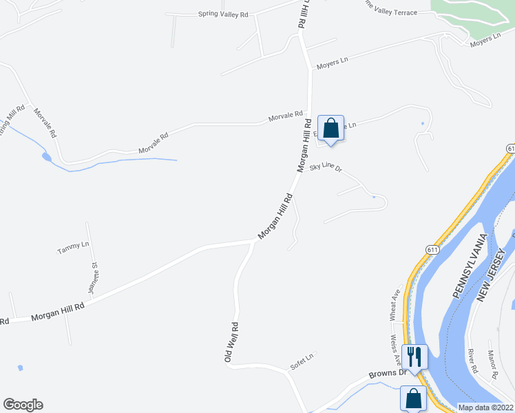 map of restaurants, bars, coffee shops, grocery stores, and more near 1590 Morgan Hill Road in Easton