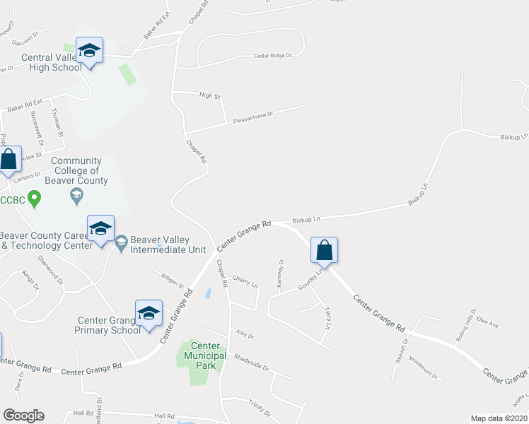 map of restaurants, bars, coffee shops, grocery stores, and more near 351 Center Grange Road in Monaca