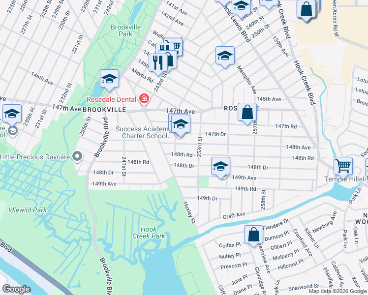 map of restaurants, bars, coffee shops, grocery stores, and more near 24900 148th Road in Queens