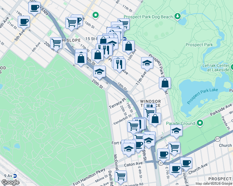 map of restaurants, bars, coffee shops, grocery stores, and more near in Brooklyn