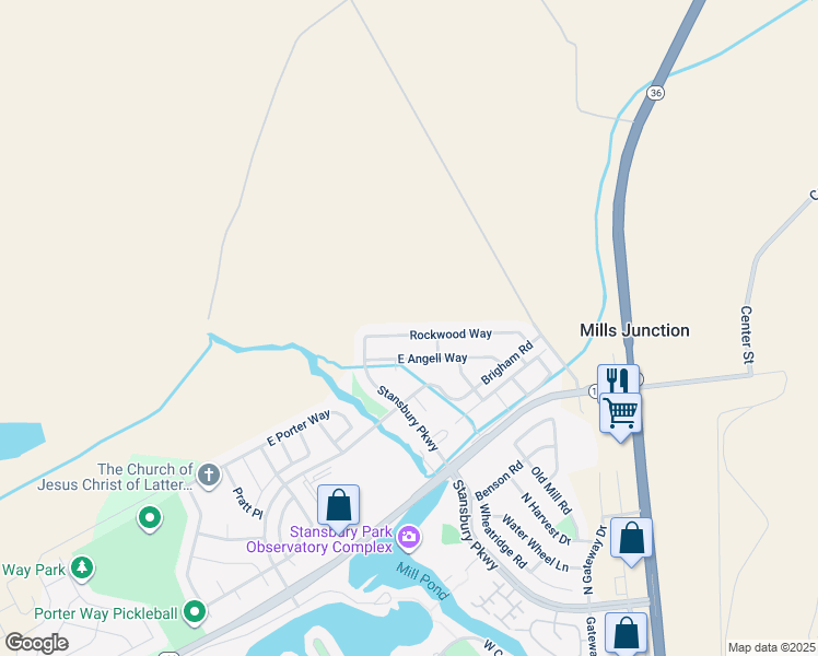 map of restaurants, bars, coffee shops, grocery stores, and more near 283 Rockwood Way in Stansbury Park