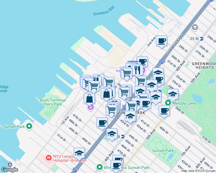 map of restaurants, bars, coffee shops, grocery stores, and more near in Brooklyn