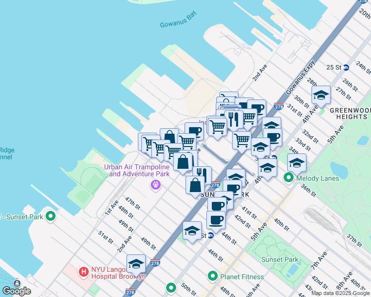 map of restaurants, bars, coffee shops, grocery stores, and more near 4002 2nd Avenue in Brooklyn