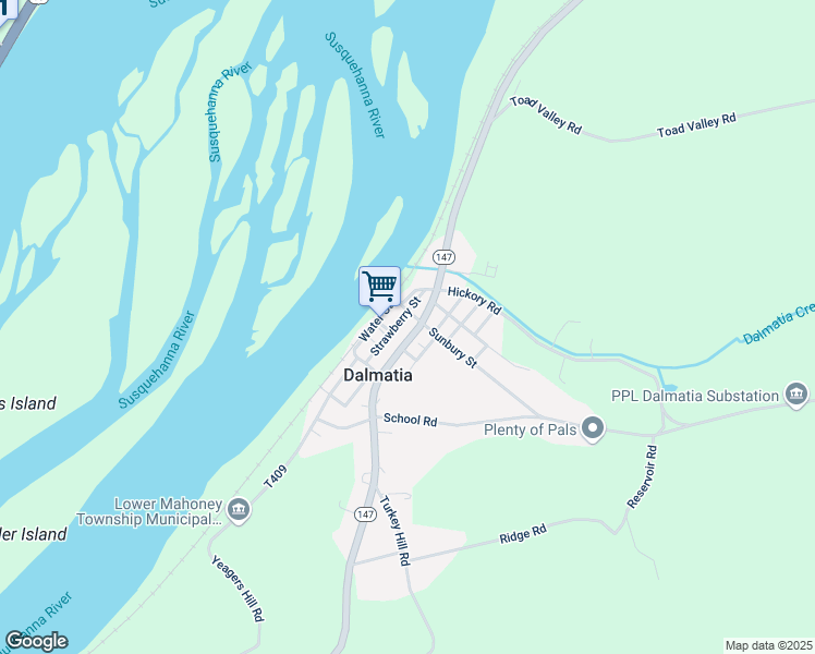 map of restaurants, bars, coffee shops, grocery stores, and more near 1982 George Street in Dalmatia