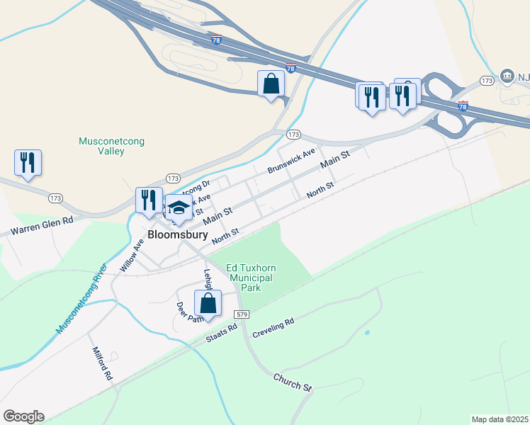 map of restaurants, bars, coffee shops, grocery stores, and more near 55 East Street in Bloomsbury