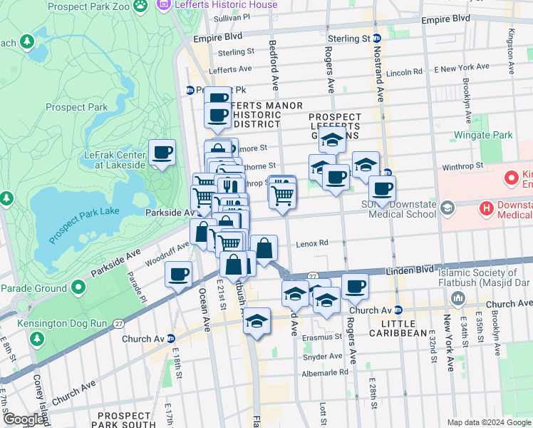 map of restaurants, bars, coffee shops, grocery stores, and more near in Brooklyn