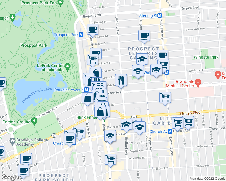 map of restaurants, bars, coffee shops, grocery stores, and more near in Brooklyn
