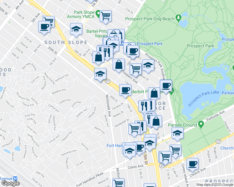 map of restaurants, bars, coffee shops, grocery stores, and more near in Brooklyn