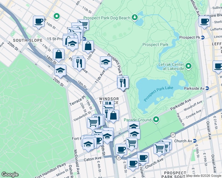 map of restaurants, bars, coffee shops, grocery stores, and more near in Brooklyn