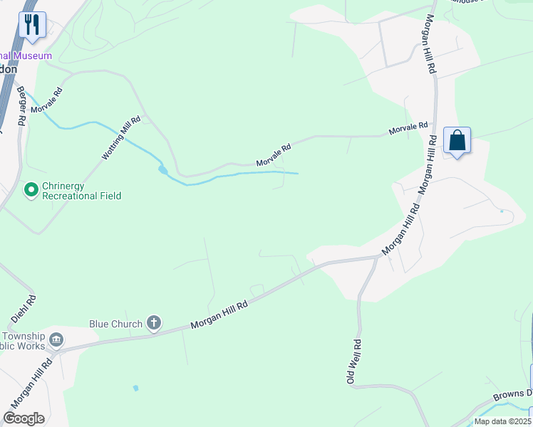 map of restaurants, bars, coffee shops, grocery stores, and more near 620 Morvale Road in Easton