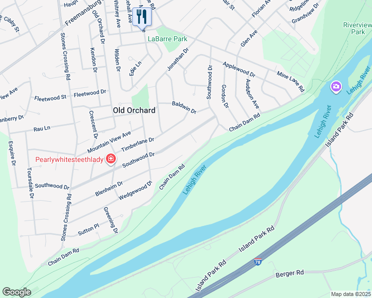 map of restaurants, bars, coffee shops, grocery stores, and more near 1 Blenheim Drive in Easton