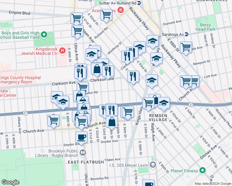 map of restaurants, bars, coffee shops, grocery stores, and more near in Brooklyn